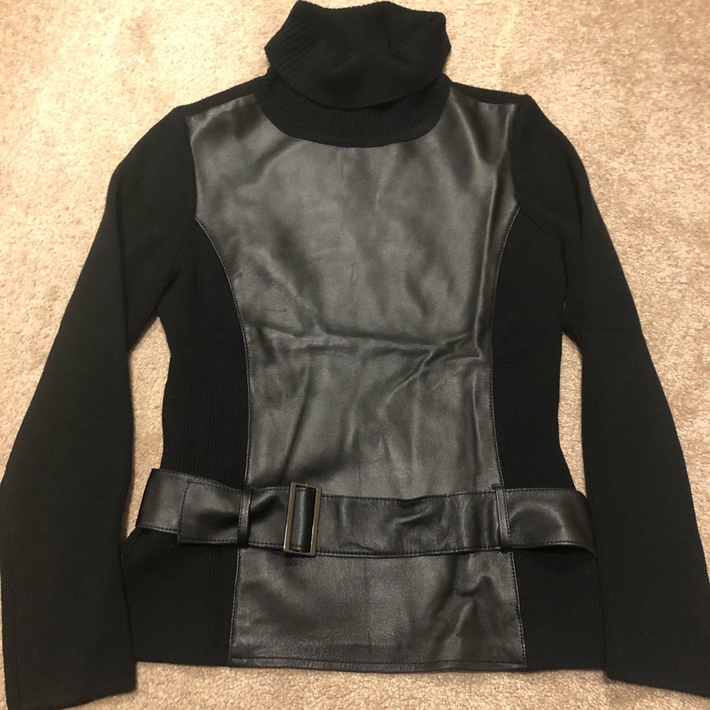 Nordstrom Genuine Leather Merino wool sweater XS